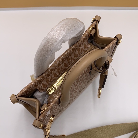 Michael Kors Mirella Extra-Small Ombré Logo Crossbody XBODY ShopperBag Camel NWT - Picture 12 of 16